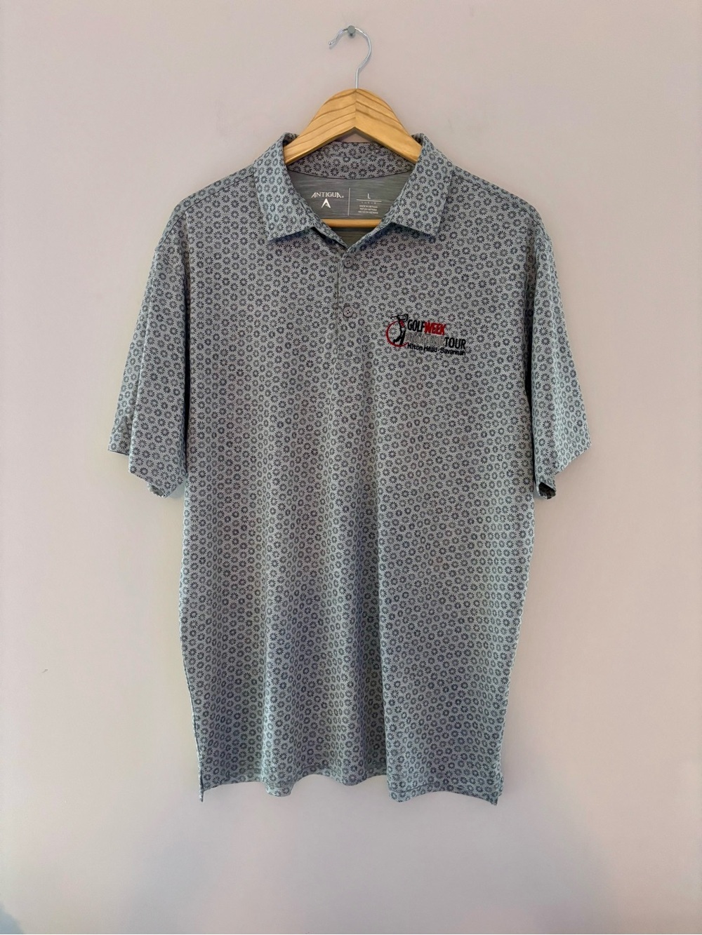 Antigua GolfWeek Amateur Tour Polo Shirt Men's Medium Gray Performance Golf Polo